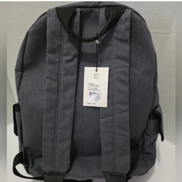 London Fog Gray Canvas Unisex Backpack NWT - Picture 2 of 4